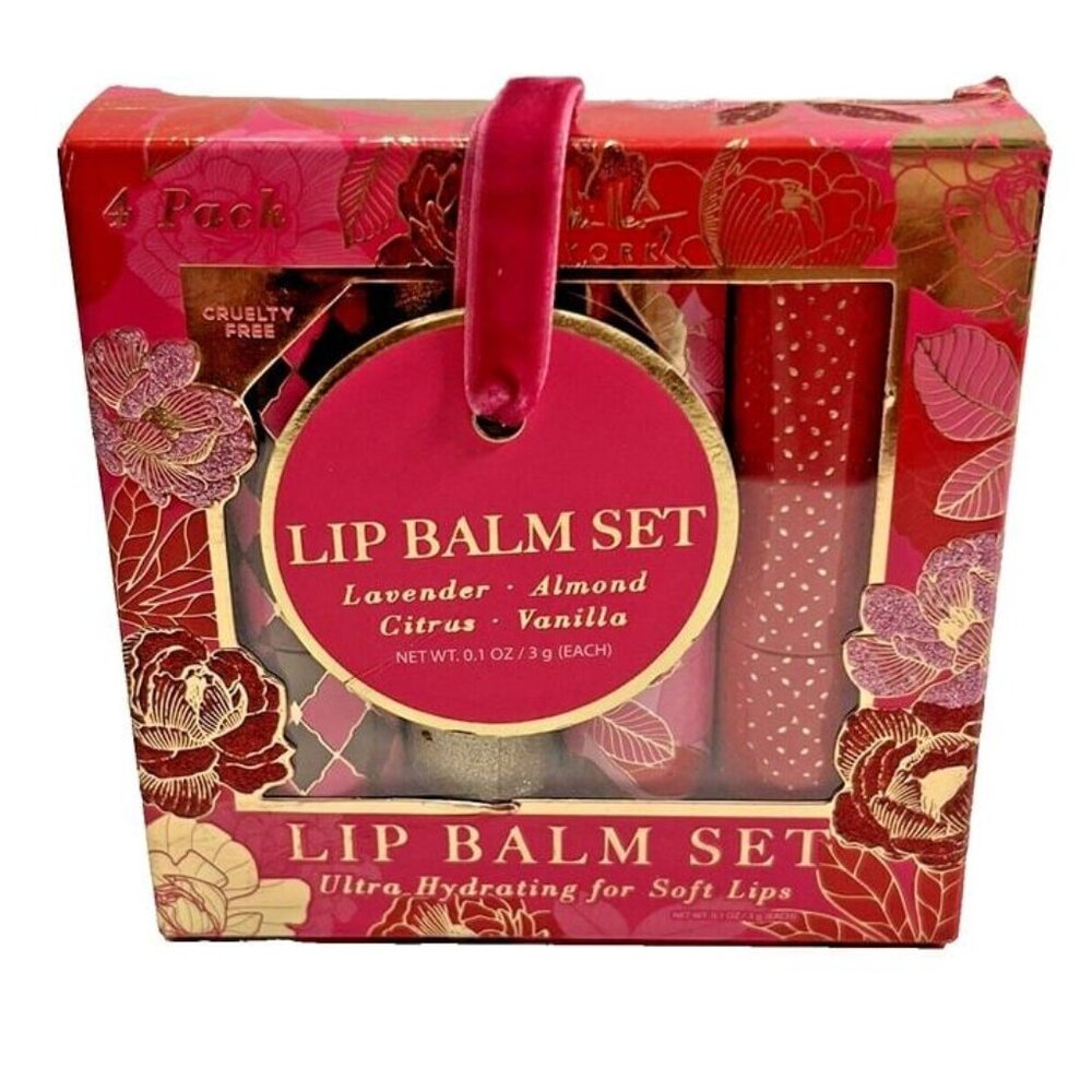 Nicole Miller NY‎ Lip Balm Pink Gift Set of 4 Ultra Hydrating for Soft Lips NEW